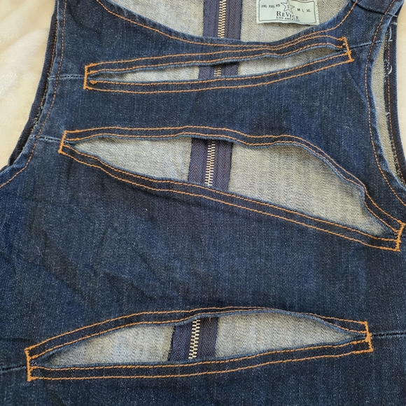 Revice Denim "Tokyo Top" – Exposed Revice Denim, Exposed Cut-Out Zip-Front Top - Picture 4 of 9